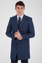 Slim Fit Notch Lapel Rotterdam Wool Navy Overcoat Navy D.