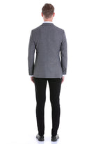 Slim Fit Notch Lapel Textured Black Casual Blazer - SAYKI