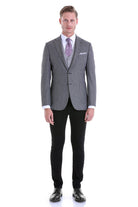 Slim Fit Notch Lapel Textured Black Casual Blazer - SAYKI