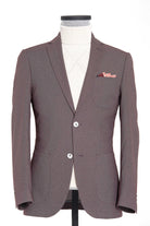 Slim Fit Notch Lapel Textured Burgundy Casual Blazer - SAYKI