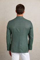 Slim Fit Notch Lapel Textured Green Casual Blazer - SAYKI