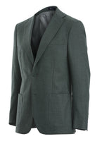 Slim Fit Notch Lapel Textured Green Casual Blazer - SAYKI