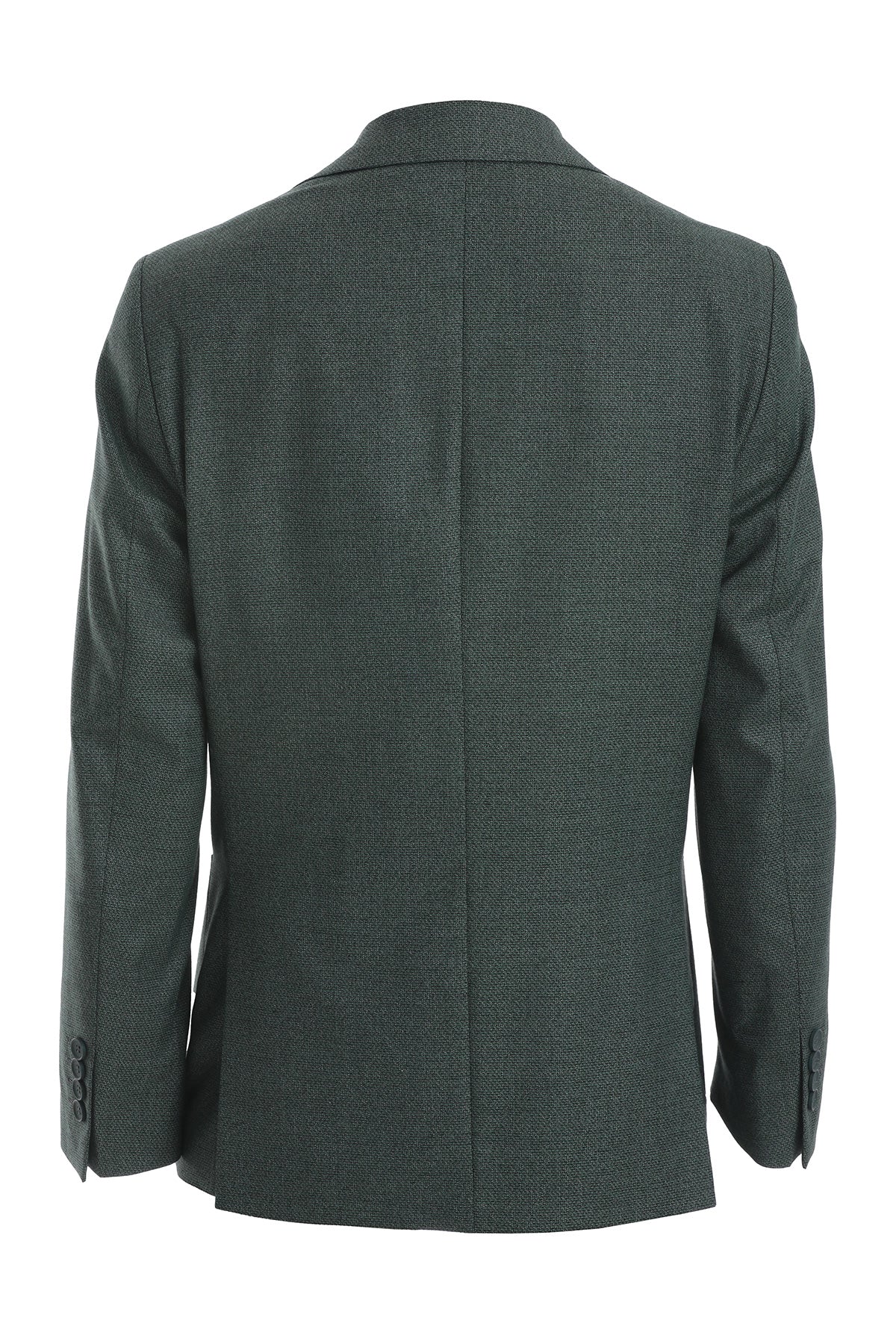 Slim Fit Notch Lapel Textured Green Casual Blazer - SAYKI