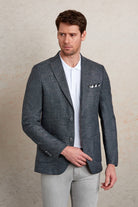 Slim Fit Notch Lapel Textured Khaki Casual Blazer - SAYKI