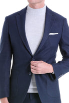 Slim Fit Notch Lapel Textured Navy Casual Suit - MIB