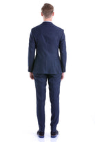 Slim Fit Notch Lapel Textured Navy Casual Suit - MIB