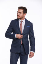 Slim Fit Notch Lapel Textured Navy Classic Suit - MIB