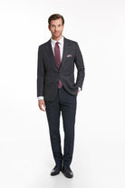 Slim Fit Notch Lapel Tonal Plaid Navy Casual Suit - MIB