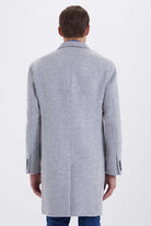 Slim Fit Notch Lapel Viloino Wool Light Gray Overcoat Light