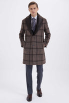 Slim Fit Notch Lapel Wool Brown Overcoat Brown K. - MIB