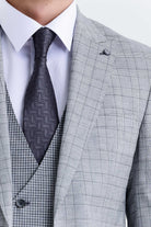 Slim Fit Notch Lapel Wool Casual Suit with Vest Gray K.