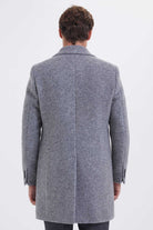 Slim Fit Notch Lapel Wool Gray Overcoat Gray D. - MIB