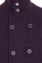 Slim Fit Notch Lapel Wool Purple Overcoat Purple - MIB