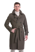 Slim Fit Odesa Flat Collar Khaki Long Coat - MIB