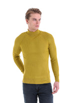 Slim Fit Olive Turtleneck Sweater - SAYKI