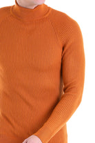 Slim Fit Orange Turtleneck Sweater - SAYKI