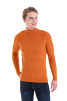 Slim Fit Orange Turtleneck Sweater - SAYKI