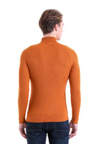 Slim Fit Orange Turtleneck Sweater - SAYKI