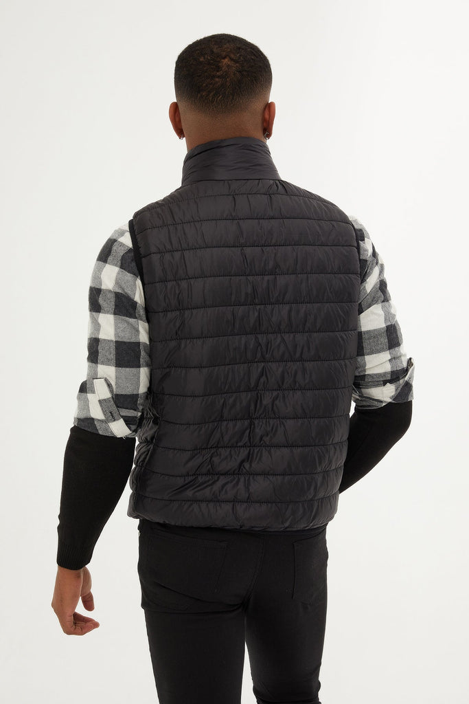 Slim Fit Padded Down Like Black Padded Vest - MIB