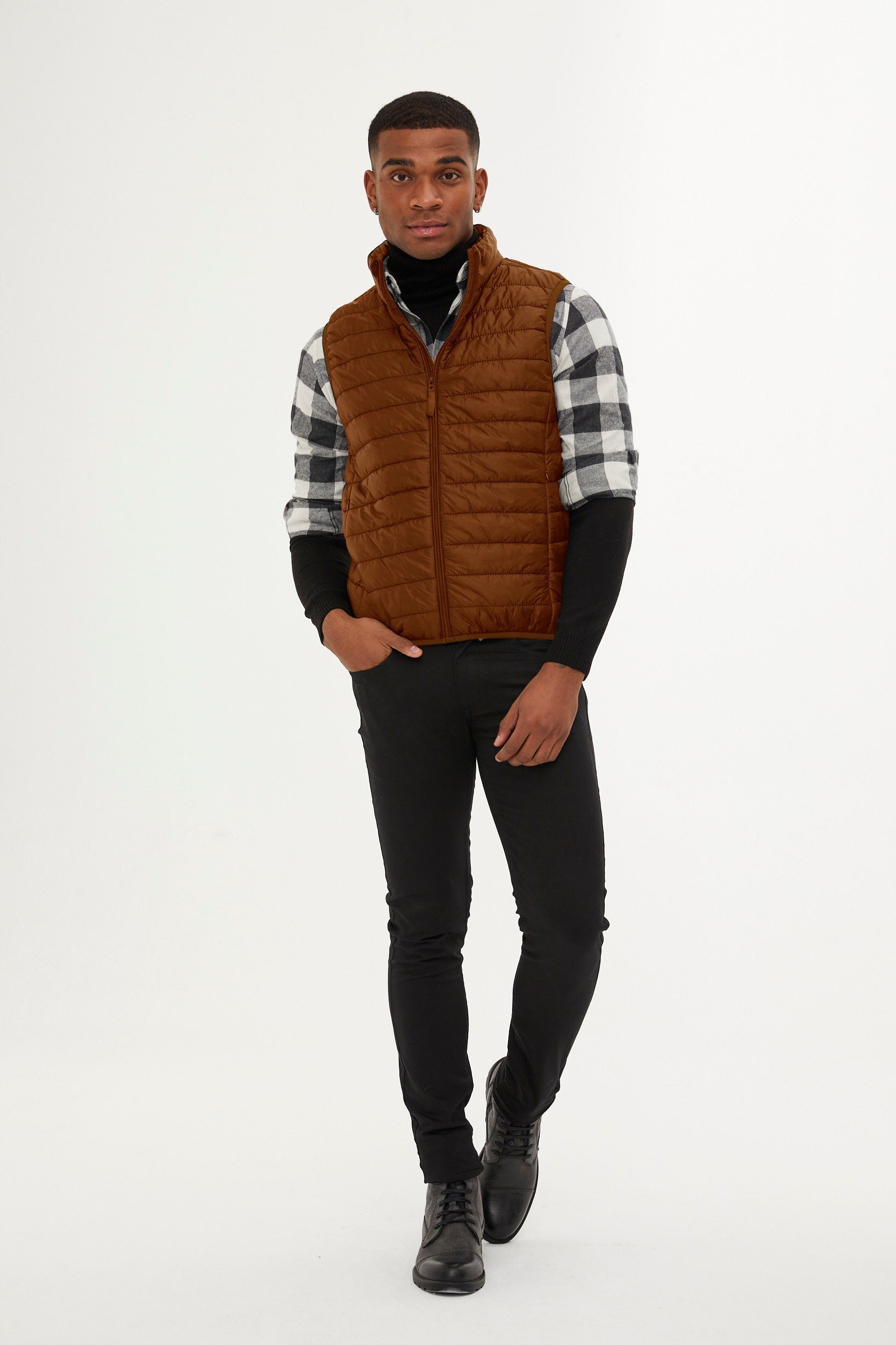 Slim Fit Padded Down Like Black Padded Vest Brick 4 - MIB