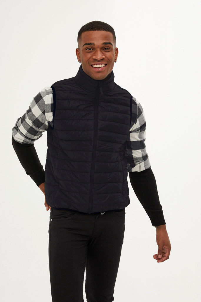 Slim Fit Padded Down Like Black Padded Vest Navy - MIB