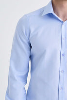 Slim Fit Patterned Cotton Blend Casual Shirt Ice Blue D.