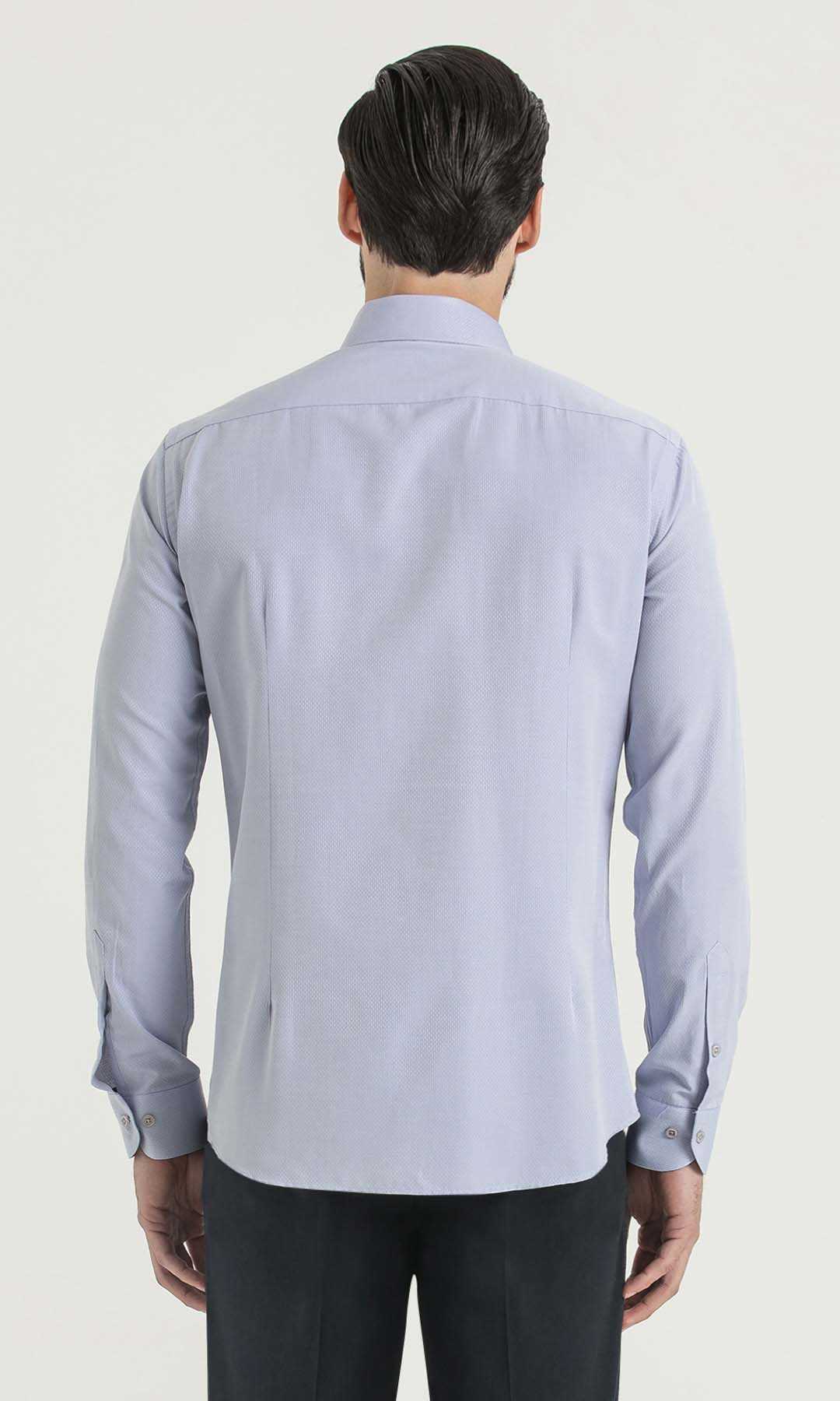 Slim Fit Patterned Cotton Blend Casual Shirt Lilac D. - MIB