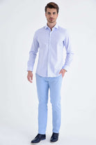 Slim Fit Patterned Cotton Casual Shirt Blue D. - MIB