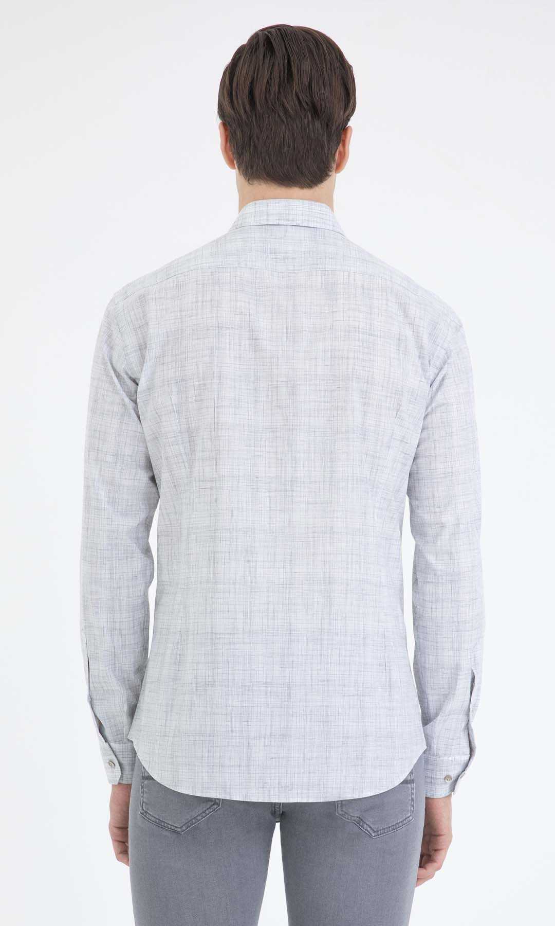 Slim Fit Patterned Cotton Casual Shirt Light Gray.D - MIB