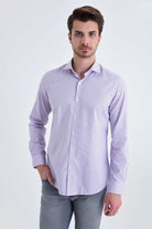 Slim Fit Patterned Cotton Casual Shirt Purple D. - MIB