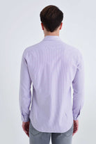 Slim Fit Patterned Cotton Casual Shirt Purple D. - MIB