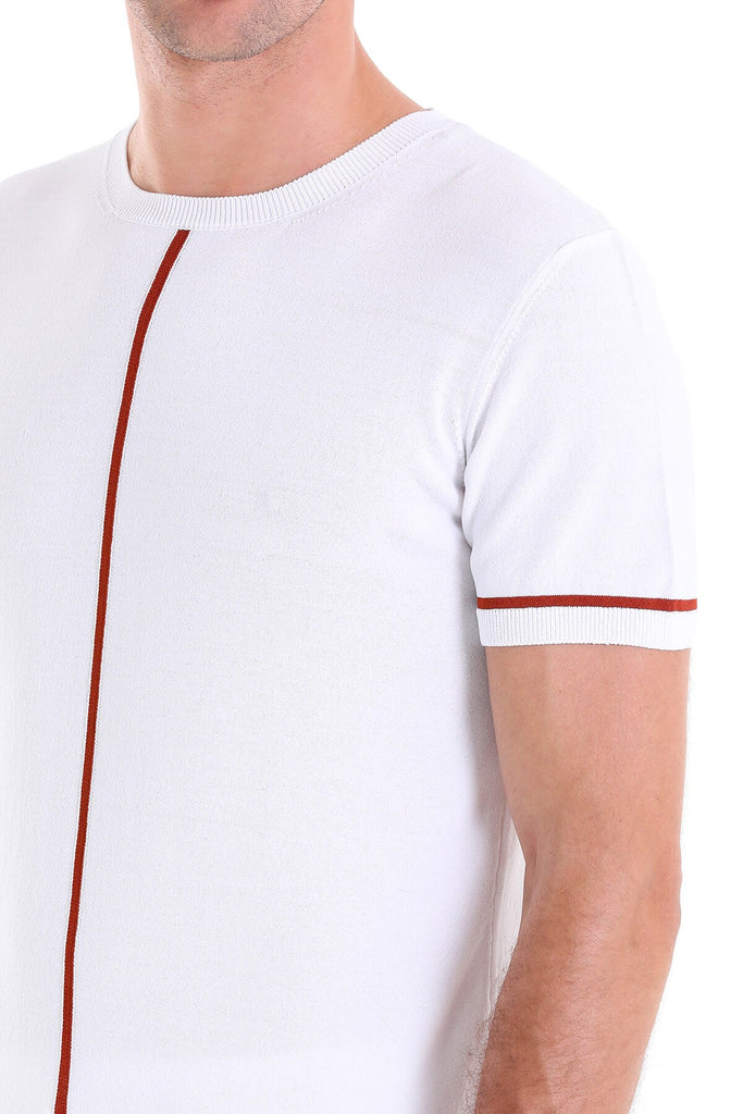 Slim Fit Patterned Crew Neck T-Shirt White. - MIB