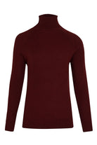 Slim Fit Patterned Burgundy Turtleneck Sweater - SAYKI