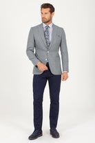 Slim Fit Peak Lapel Patterned Burgundy Casual Blazer Green