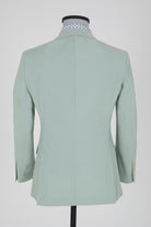 Slim Fit Peak Lapel Plain Cotton Pistachio Green Casual