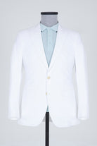 Slim Fit Peak Lapel Plain Cotton White Casual Blazer White