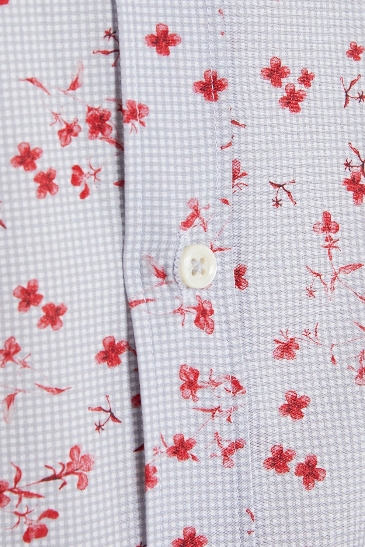 Slim Fit Pin Check Cotton Floral Red Casual Shirt - MIB