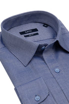 Slim Fit Pin Check Long Sleeve Cotton Navy Dress Shirt - MIB