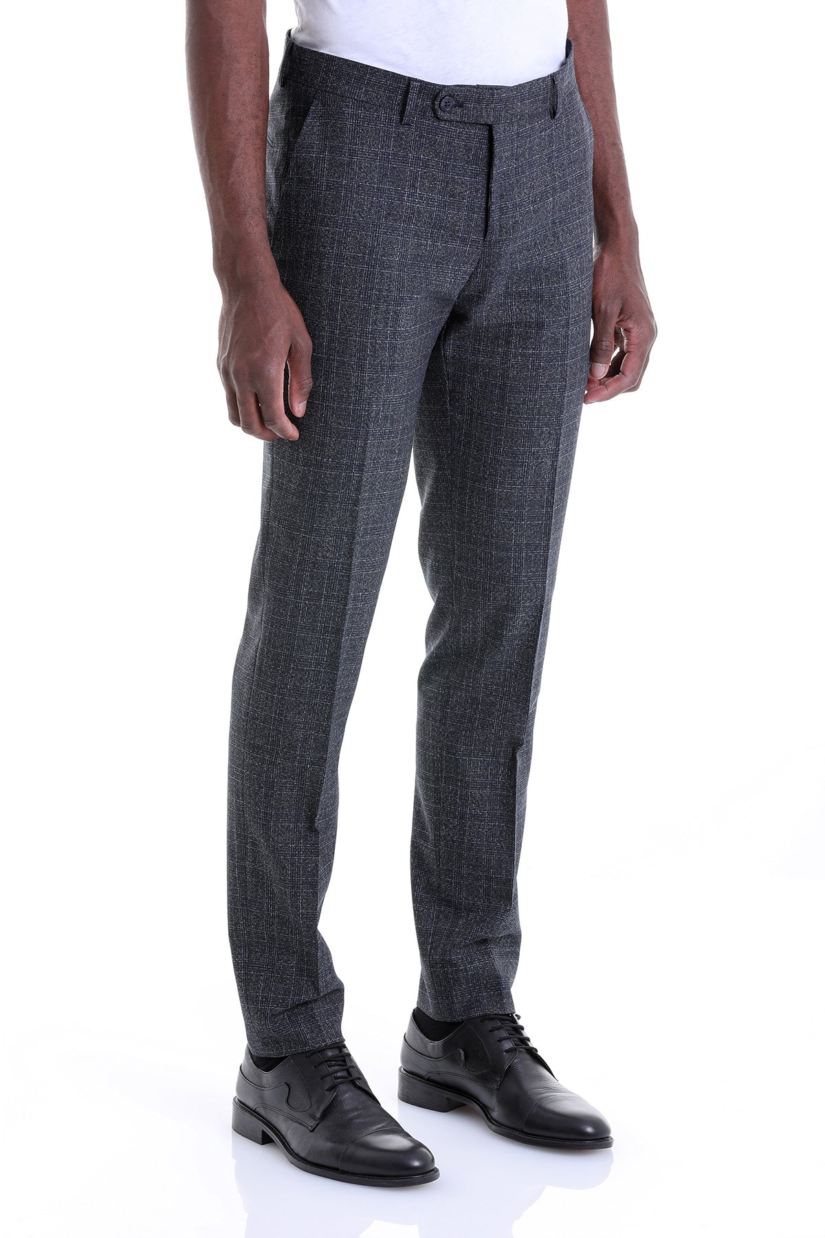 Slim Fit Plaid Navy Side Pocket Low Waist Dress Pants - MIB