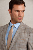 Slim Fit Plaid Wool Blend Beige Casual Suit - MIB