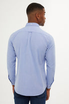 Slim Fit Plain 100% Cotton Blue Casual Shirt - MIB