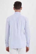 Slim Fit Plain Button-Down Cotton Light Blue Casual Shirt