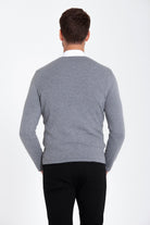 Slim Fit Plain Cotton Blend Black & Red Crewneck Sweater