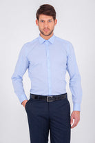 Slim Fit Plain Cotton Light Blue Casual Shirt - MIB