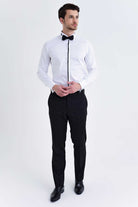 Slim Fit Plain French Cuff Cotton White Tuxedo Shirt - MIB