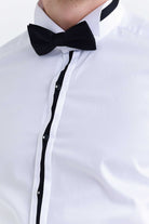 Slim Fit Plain French Cuff Cotton White Tuxedo Shirt - MIB