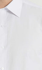 Slim Fit Plain Long Sleeve Cotton Blend White Dress Shirt