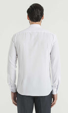 Slim Fit Plain Long Sleeve Cotton Blend White Dress Shirt