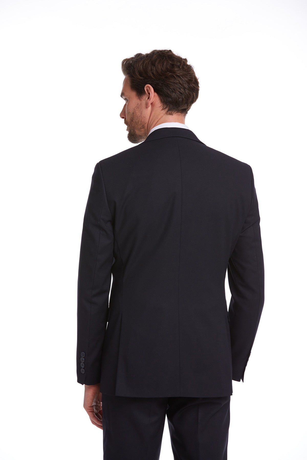 Slim Fit Plain Notch Lapel Navy Classic Suit - MIB