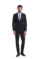 Slim Fit Plain Notch Lapel Navy Classic Suit - MIB